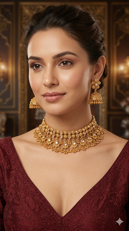 Gold Polki Choker Jewellery Jayla Sets