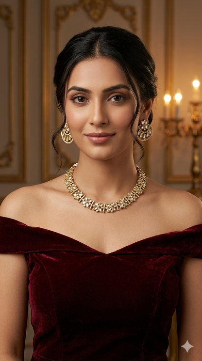 Antique Gold Kundan Necklace Jewellery Juna Set
