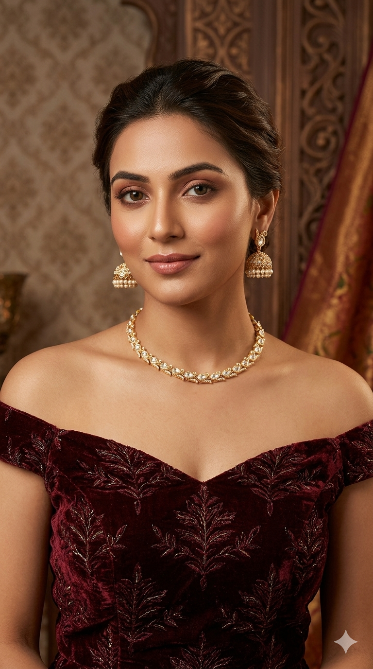 Gold Polki Kundan Necklace Jewellery Talia Set