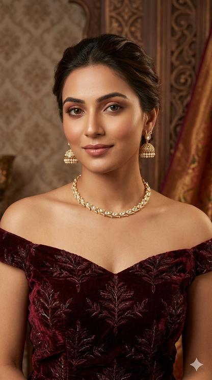 Gold Polki Kundan Necklace Jewellery Talia Set