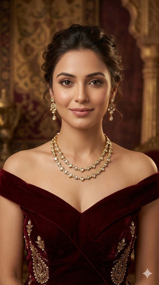 Antique Gold Kundan Necklace Jewellery Juna Set