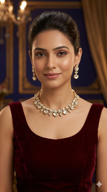 Gold Polki Kundan Necklace Jewellery Janis Set