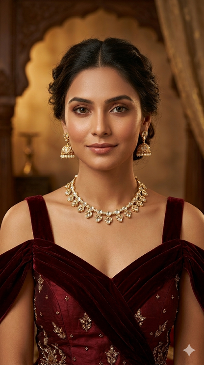 Gold Polki Kundan Necklace Jewellery Juno Set