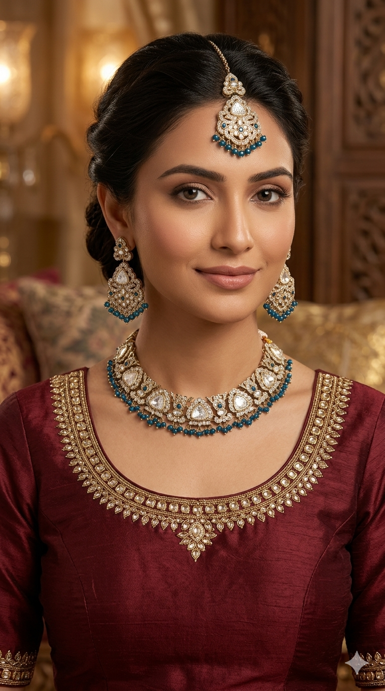 Antique Gold Blue Necklace Asami sets