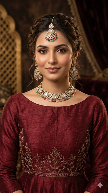 Antique Gold Multicolor Necklace Asami sets