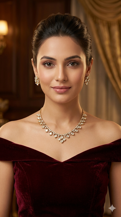 Antique Gold Kundan Necklace Jewellery Pumi Set