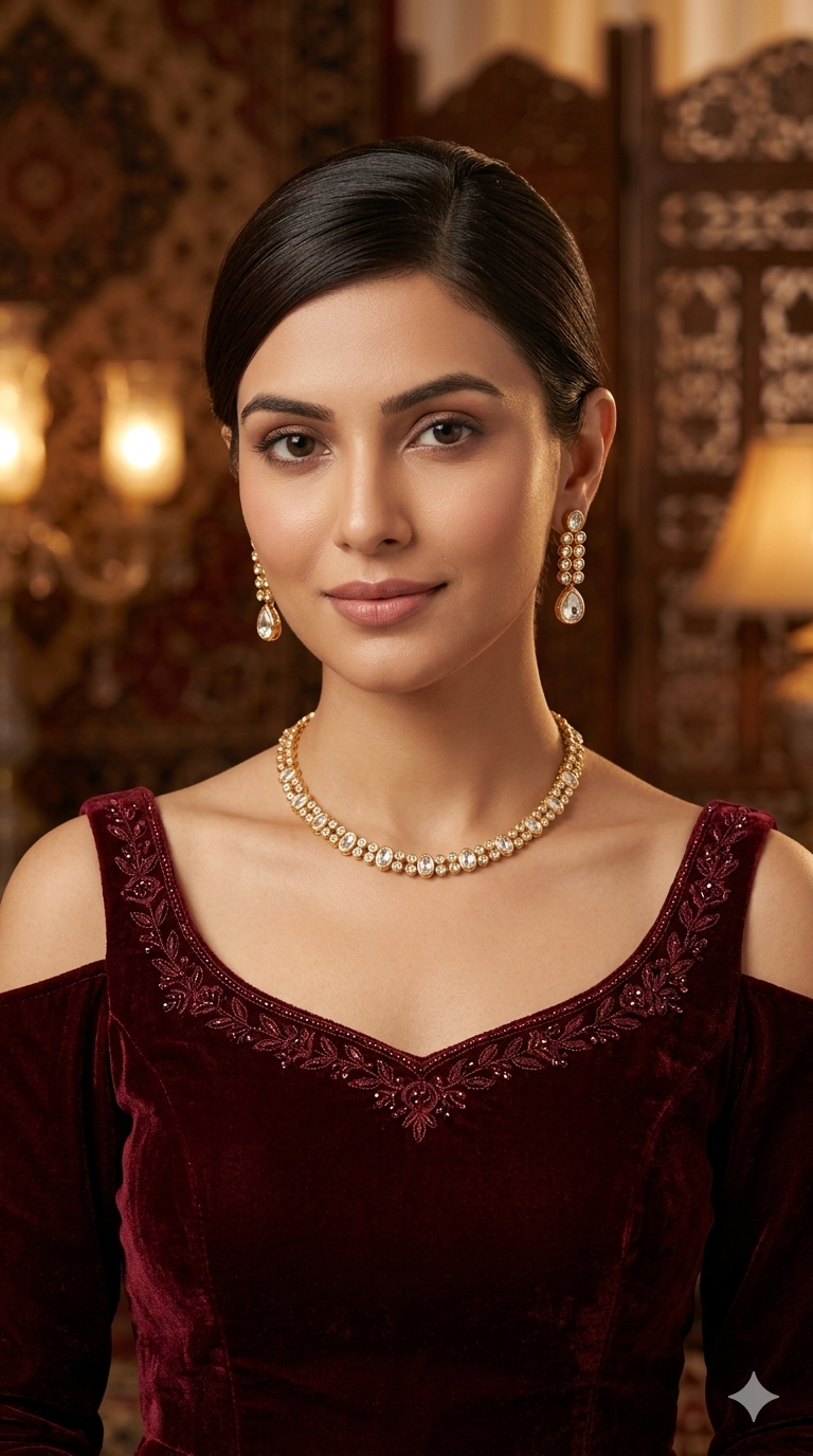 Gold Kundan Necklace Jewellery Eiko Set