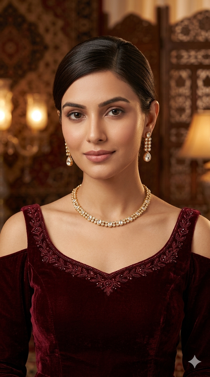 Gold Kundan Necklace Jewellery Eiko Set