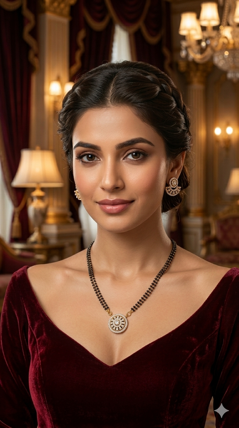 Gold Ad Stone Mangal Sutra Luke Set