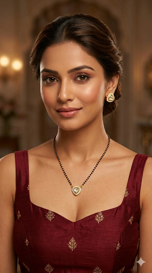 Gold Ad Stone Mangal Sutra Cole Set