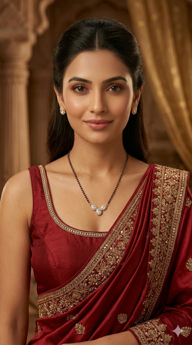 Gold Ad Stone Mangal Sutra Jade Set