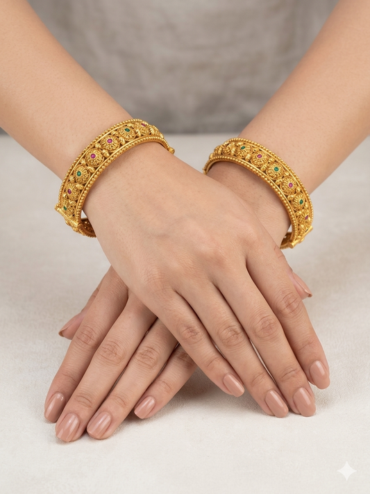 Bangles jewelry /Traditional bollywood jewelry Ruby Green Palak Gold bangles