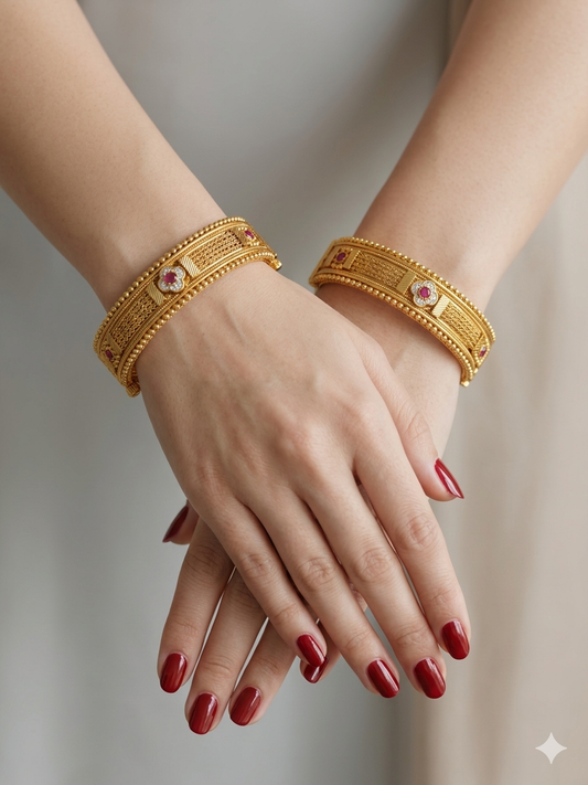 Bangles jewelry /Traditional bollywood jewelry Ruby Piya Gold bangles