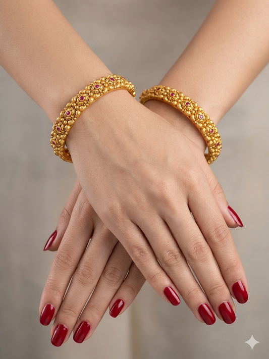Bangles jewelry /Traditional bollywood jewelry Ruby Pika Gold bangles