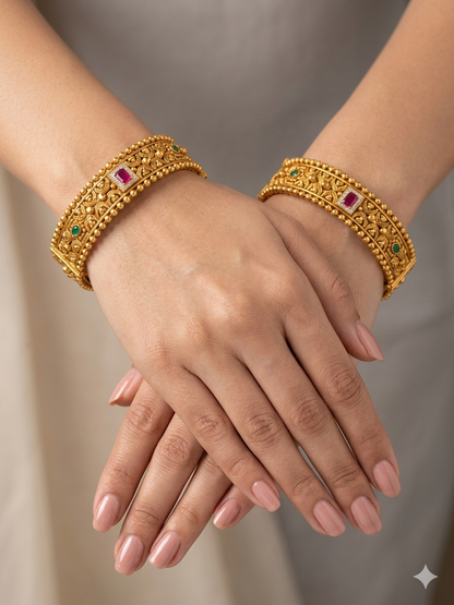 Bangles jewelry /Traditional bollywood jewelry Ruby Green Roheen Gold bangles
