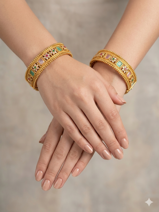 Bangles jewelry /Traditional bollywood jewelry Mint Pink Ruwa Gold bangles