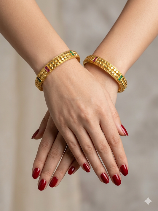 Bangles jewelry /Traditional bollywood jewelry Ruby Green Iqra Gold bangles