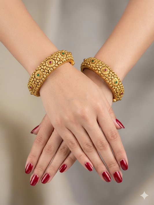 Bangles jewelry /Traditional bollywood jewelry Ruby Green Hajra Gold bangles