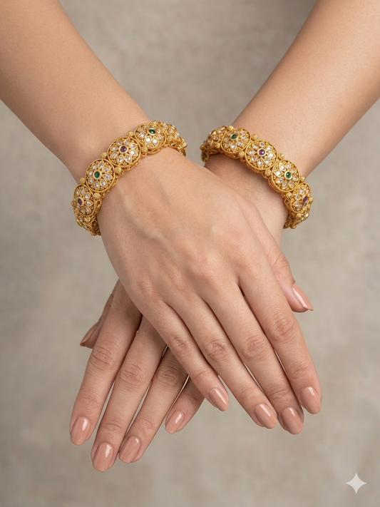 Bangles jewelry /Traditional bollywood jewelry Ruby Green Sania Gold bangles