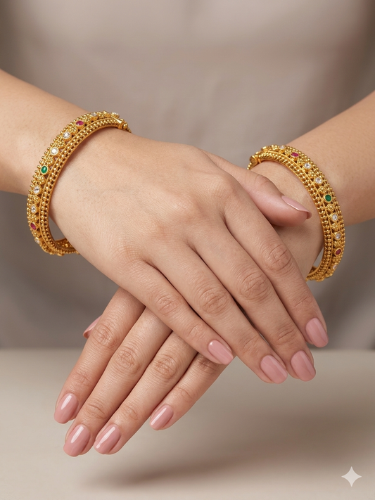 Bangles jewelry /Traditional bollywood jewelry Ruby Green Hawwa Gold bangles