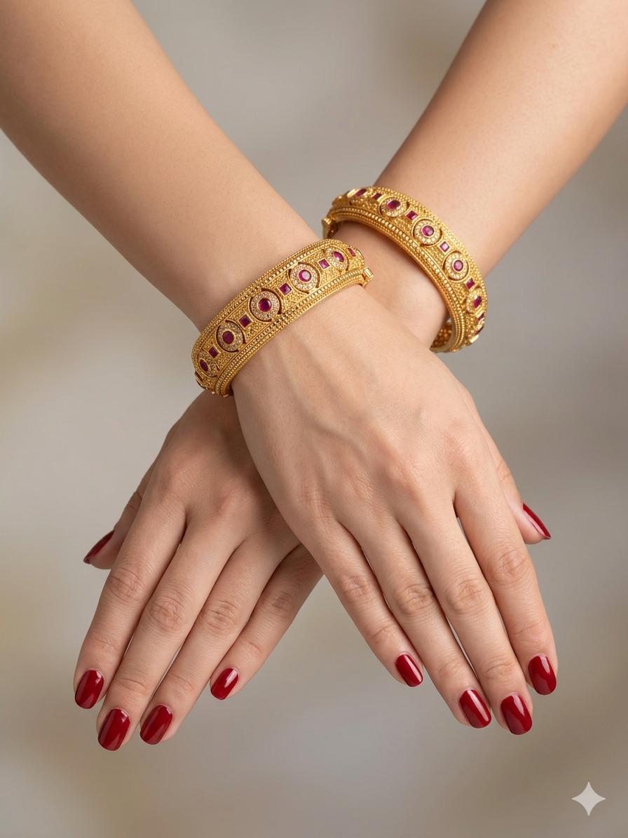 Bangles jewelry /Traditional bollywood jewelry Ruby Fuiza Gold bangles