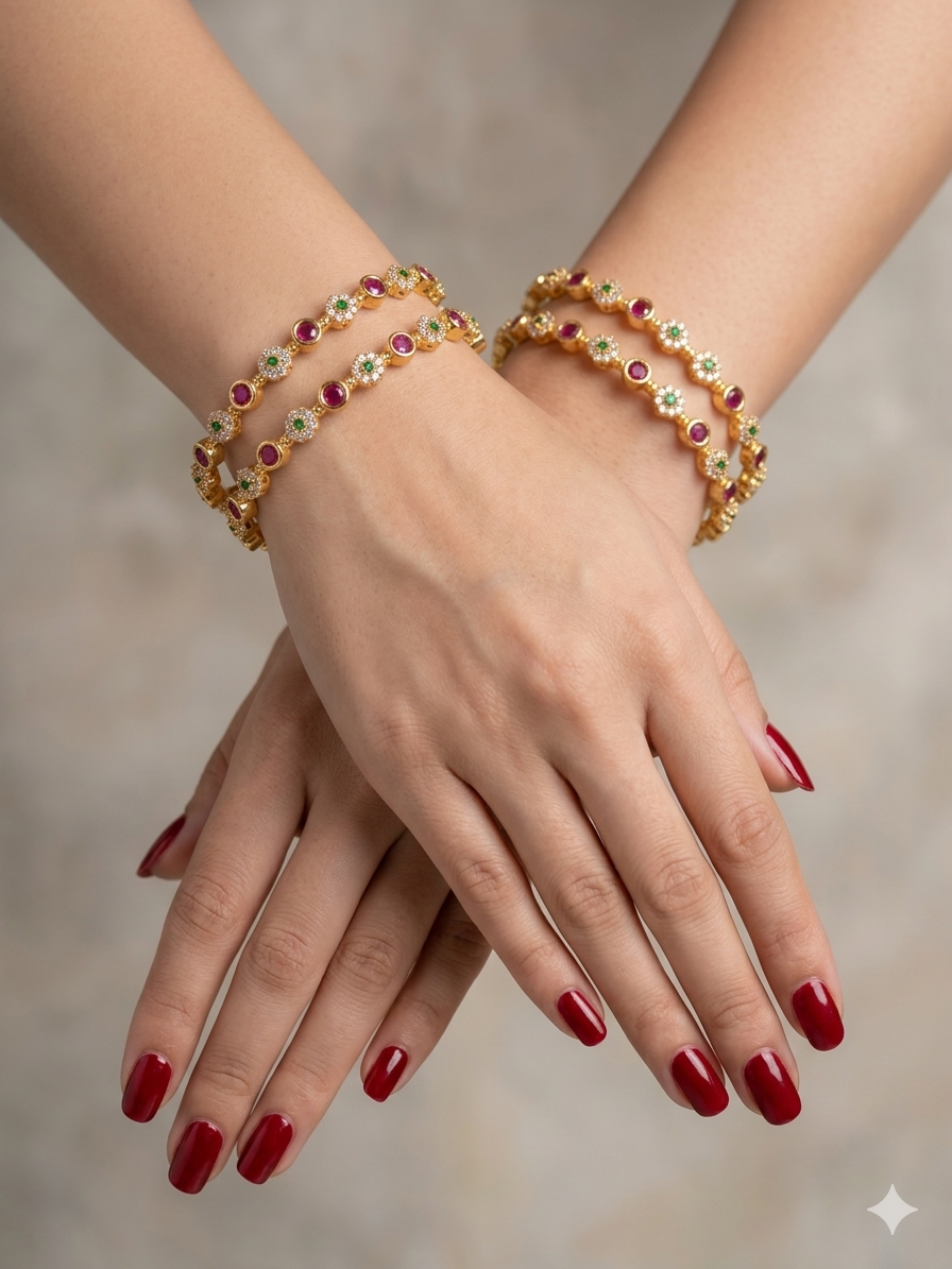 Bangles jewelry /Traditional bollywood jewelry Ruby Green Antique CZ Stone Monna bangles