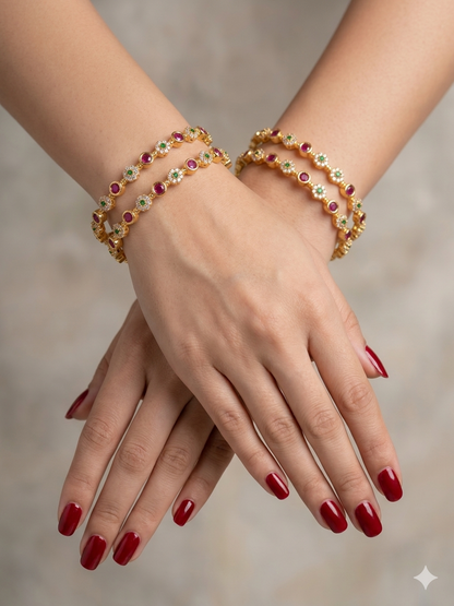 Bangles jewelry /Traditional bollywood jewelry Ruby Green Antique CZ Stone Monna bangles