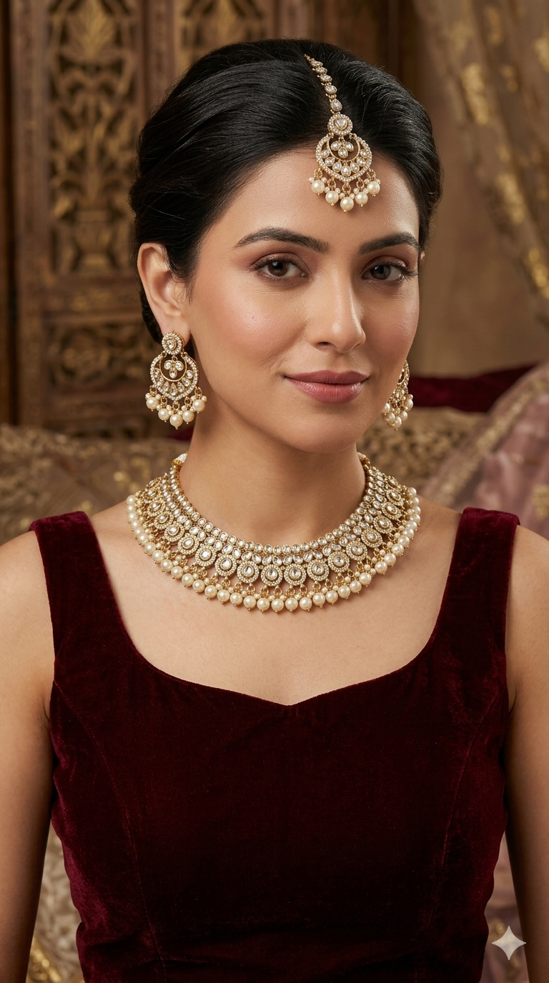Antique Moissanite Kundan Necklace Jewellery Miral Set