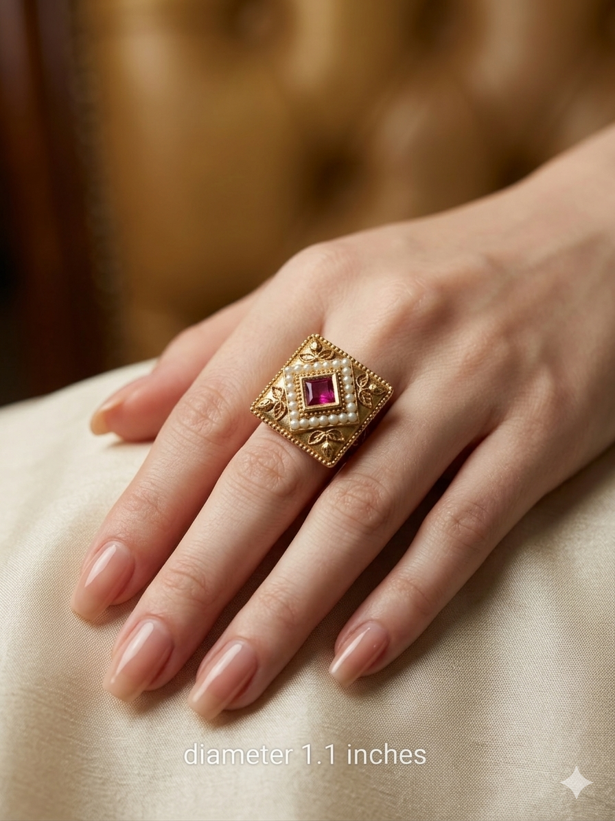 Gold Ruby Cocktail Akiko Finger Rings