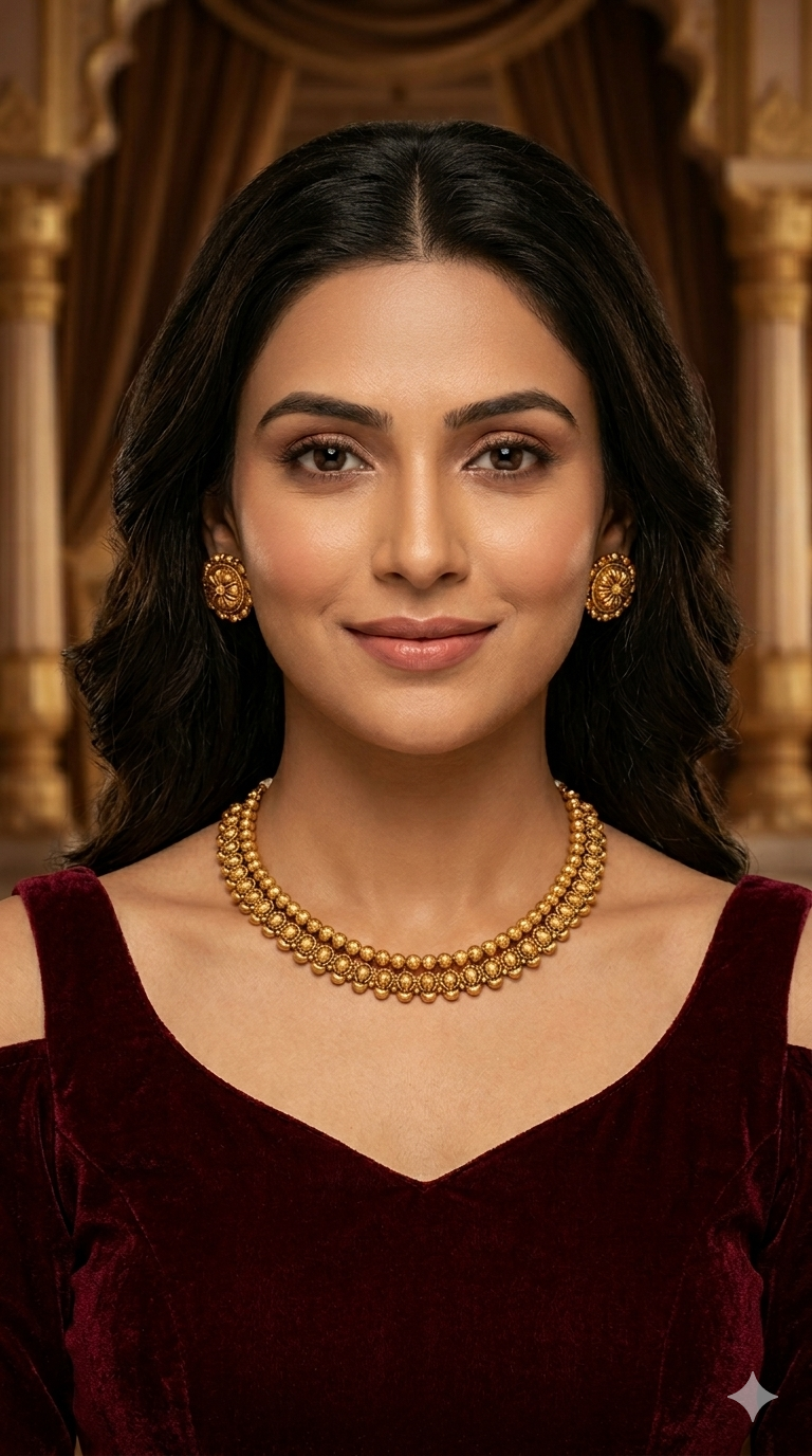 Gold Polki Necklace Jewellery Romy Set