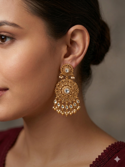 Gold Polki Niha Earrings