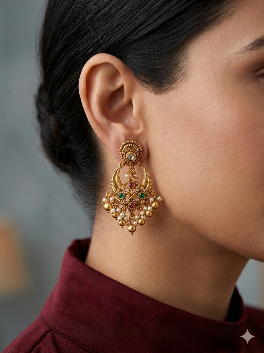 Gold Polki Niha Earrings