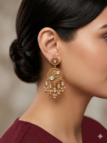 Gold Polki Niha Earrings