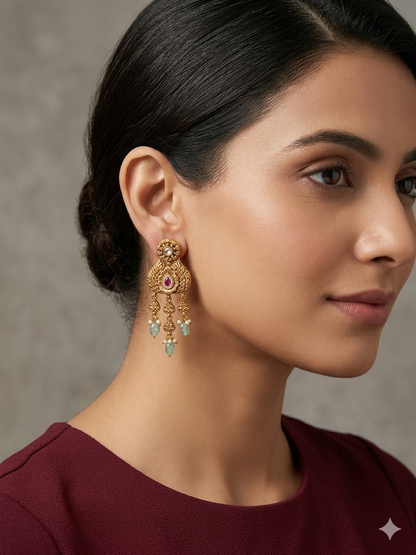 Gold Polki Niha Earrings