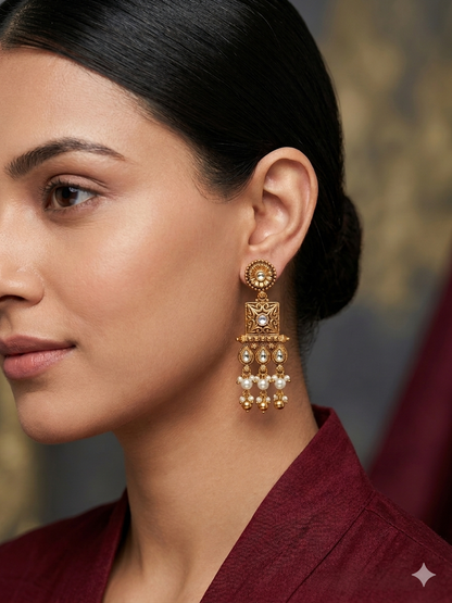 Gold Polki Niha Earrings