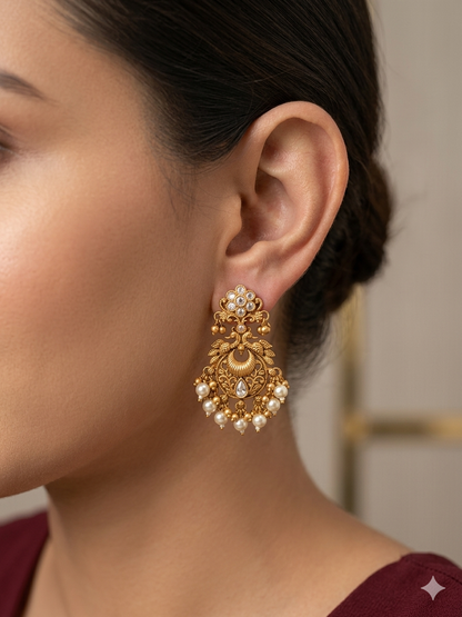 Gold Polki Niha Earrings