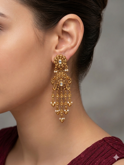 Gold Polki Niha Earrings