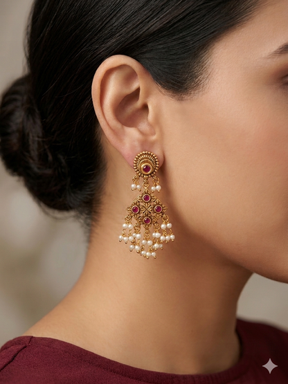 Gold Polki Niha Earrings