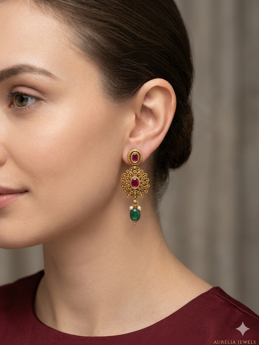 Gold Polki Niha Earrings