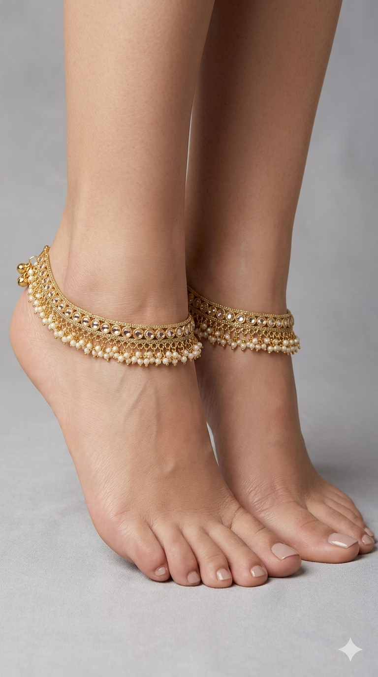 Gold Anklets Jhanjar Payal Heer Jewellery