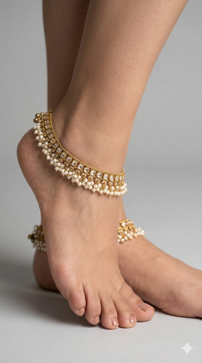 Antique Gold Anklets Jhanjar Payal Heer Jewellery