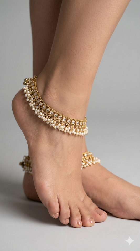 Antique Gold Anklets Jhanjar Payal Heer Jewellery