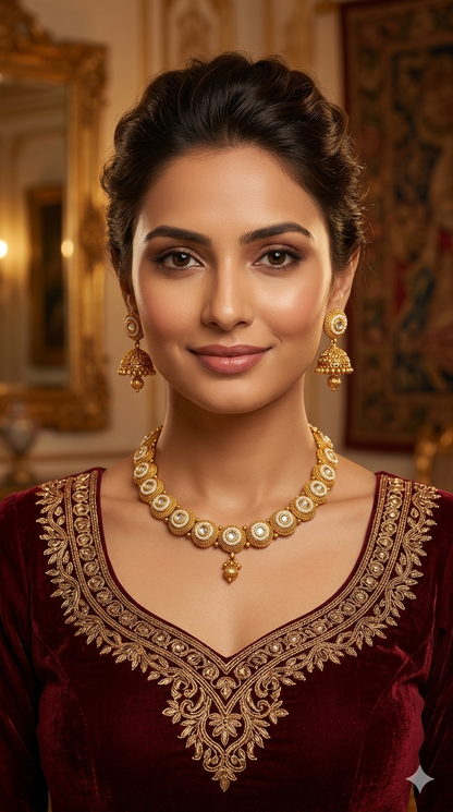 Gold Polki Necklace Jewellery Mansi Sets