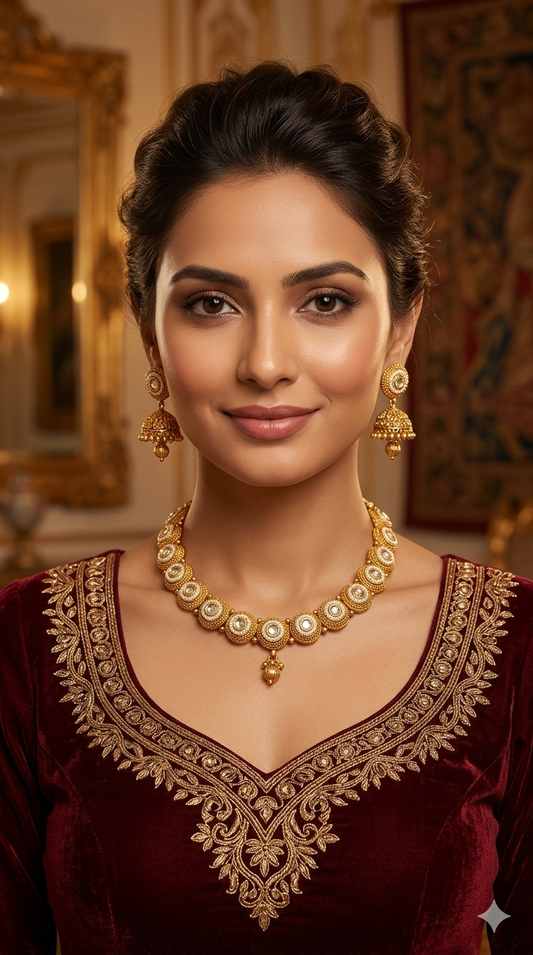 Gold Polki Necklace Jewellery Mansi Sets