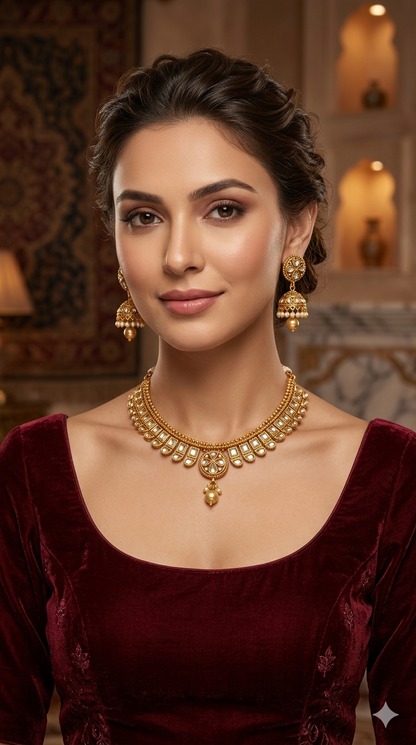 Gold Polki Necklace Jewellery Mansi Sets