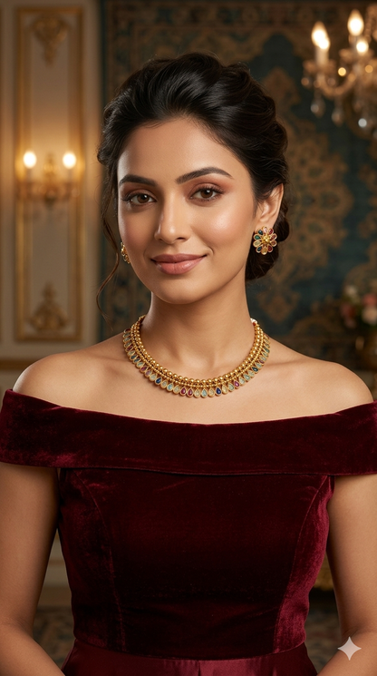 Gold Polki Multi Color Necklace Jewellery Mansi Sets