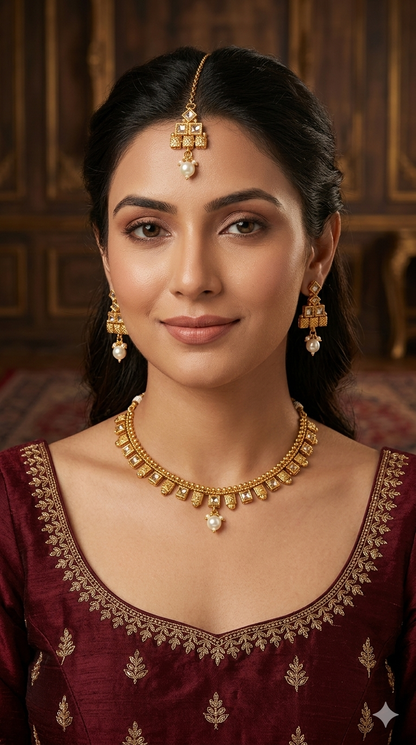 Gold Polki Necklace Jewellery Mansi Sets