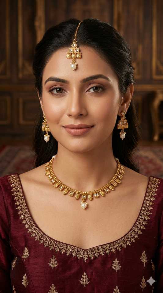 Gold Polki Necklace Jewellery Mansi Sets