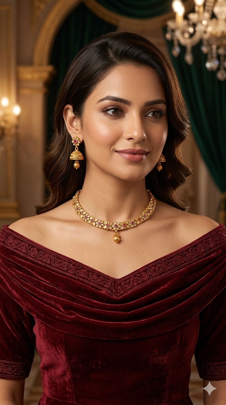 Gold Polki Ruby Necklace Jewellery Mansi Sets
