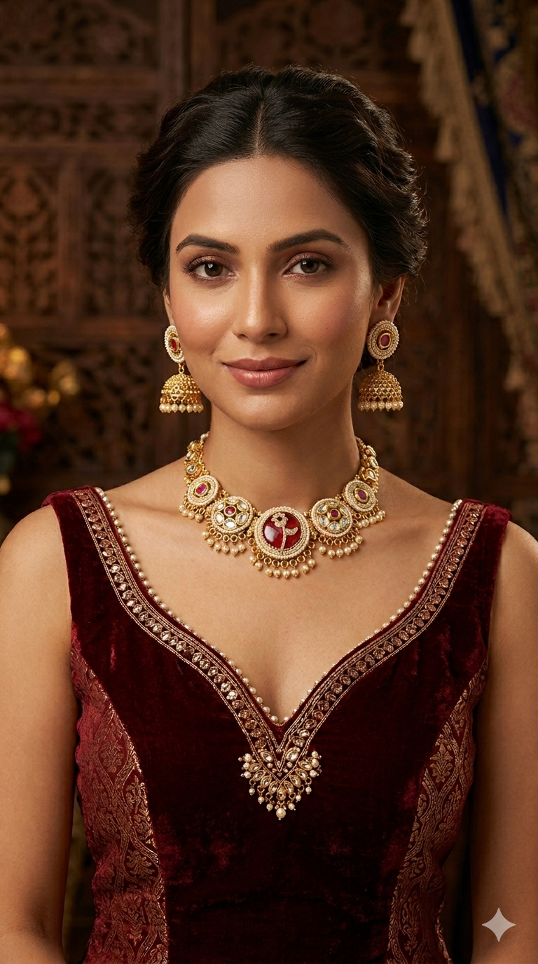 Gold Polki Necklace Jewellery Juhi  Sets
